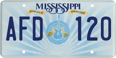 MS license plate AFD120