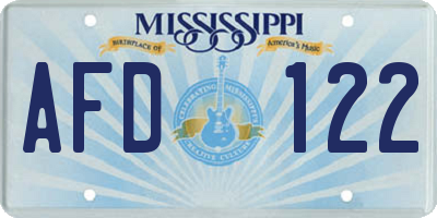 MS license plate AFD122