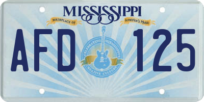 MS license plate AFD125