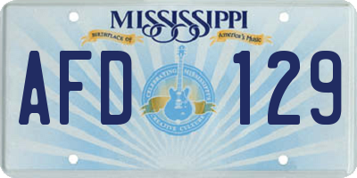 MS license plate AFD129