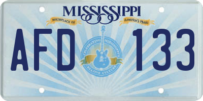 MS license plate AFD133