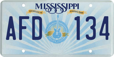 MS license plate AFD134