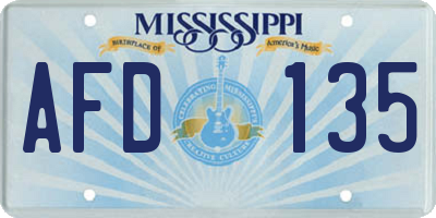 MS license plate AFD135