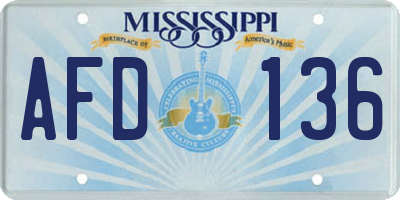 MS license plate AFD136