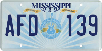 MS license plate AFD139