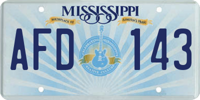 MS license plate AFD143