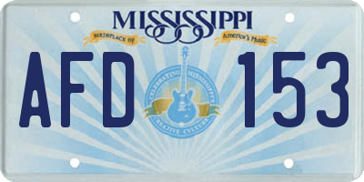 MS license plate AFD153
