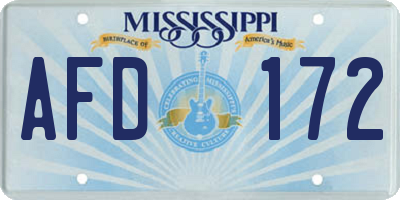 MS license plate AFD172