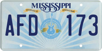 MS license plate AFD173