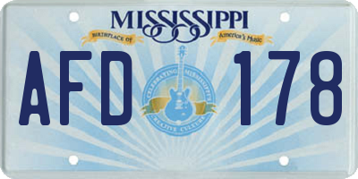MS license plate AFD178