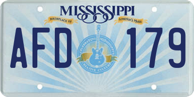 MS license plate AFD179