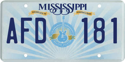 MS license plate AFD181