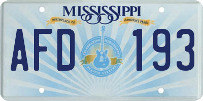 MS license plate AFD193