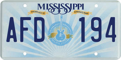 MS license plate AFD194