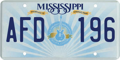 MS license plate AFD196