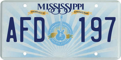 MS license plate AFD197