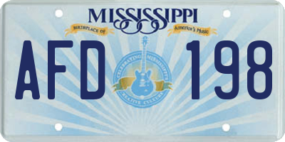 MS license plate AFD198