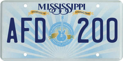 MS license plate AFD200