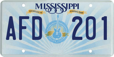 MS license plate AFD201