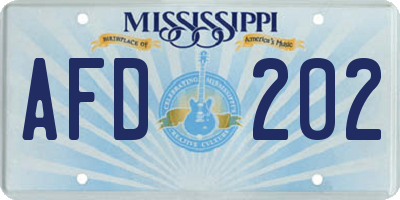 MS license plate AFD202