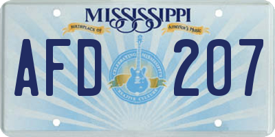 MS license plate AFD207