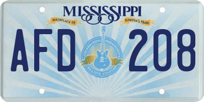 MS license plate AFD208