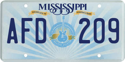MS license plate AFD209