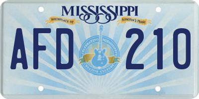 MS license plate AFD210