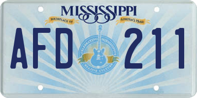 MS license plate AFD211