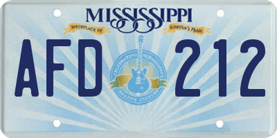 MS license plate AFD212