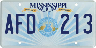 MS license plate AFD213