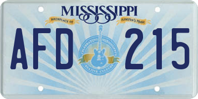 MS license plate AFD215