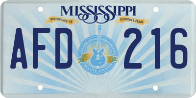MS license plate AFD216