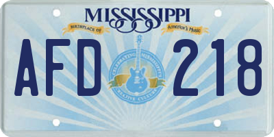 MS license plate AFD218