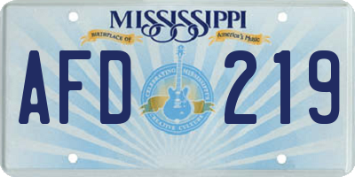 MS license plate AFD219