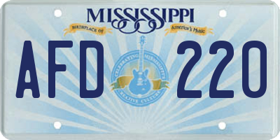 MS license plate AFD220