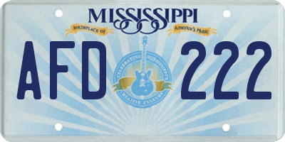 MS license plate AFD222