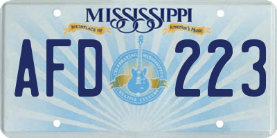 MS license plate AFD223