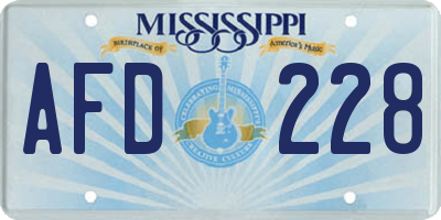 MS license plate AFD228