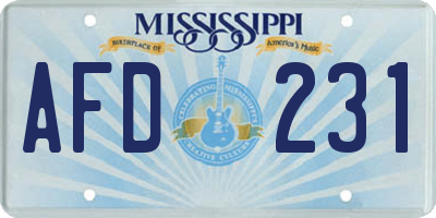 MS license plate AFD231