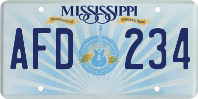 MS license plate AFD234