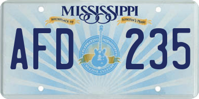 MS license plate AFD235