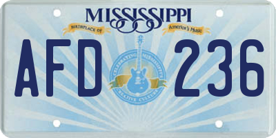 MS license plate AFD236