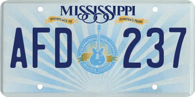 MS license plate AFD237