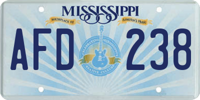 MS license plate AFD238