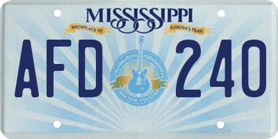 MS license plate AFD240