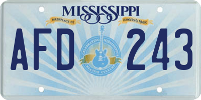 MS license plate AFD243