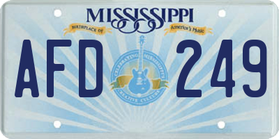 MS license plate AFD249