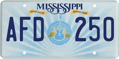 MS license plate AFD250