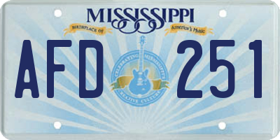 MS license plate AFD251